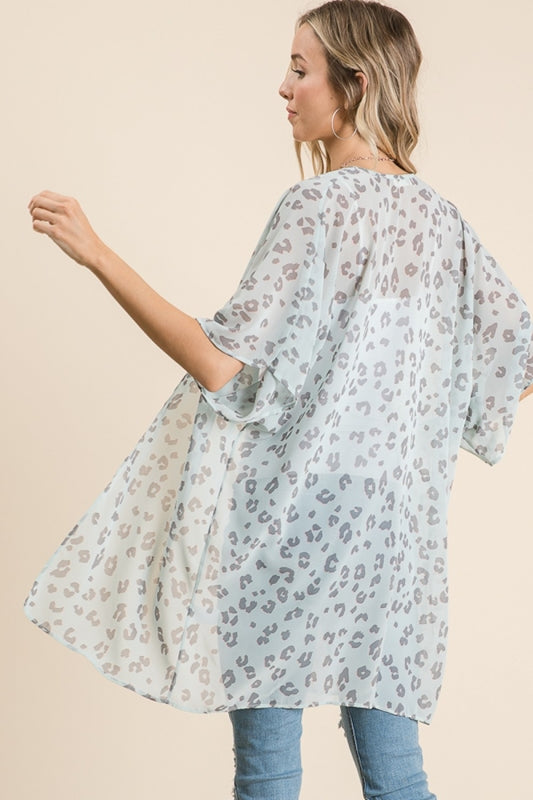Lime N Chili Leopard Kimono - Mint