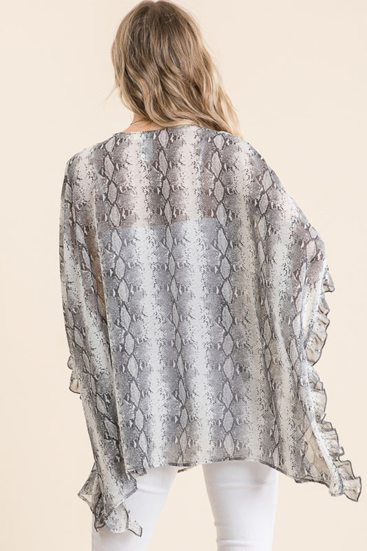 Lime N Chili Ruffle Kimono - Snake Print