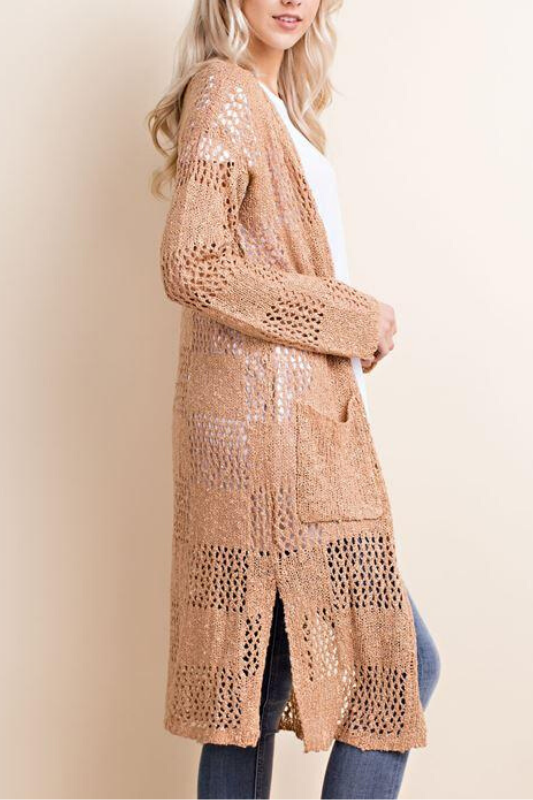 L Love Checkered Cardigan - Dusty Coral