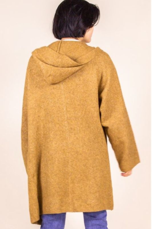 P Cill Oversize Hoodie Cardigan Coat - Camel