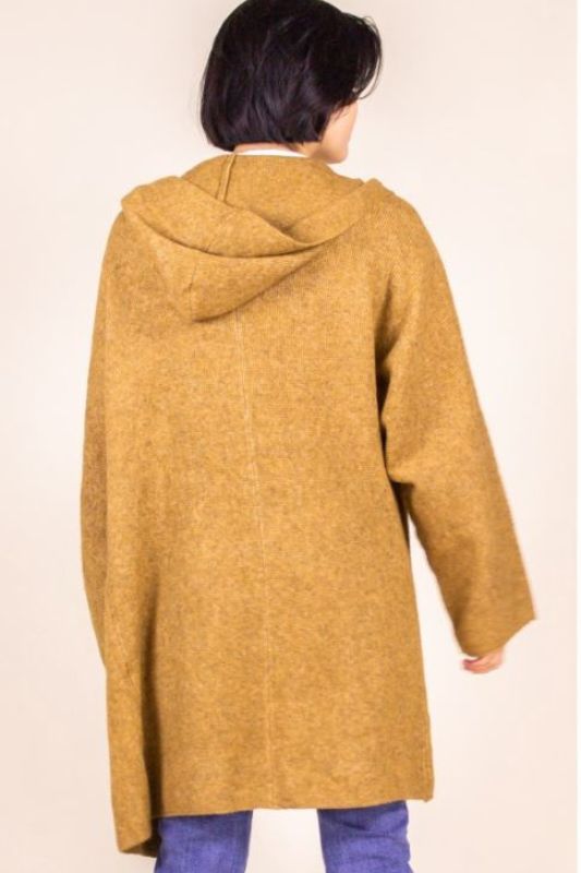 P.Cill Oversize Hoodie Cardigan Coat - Camel