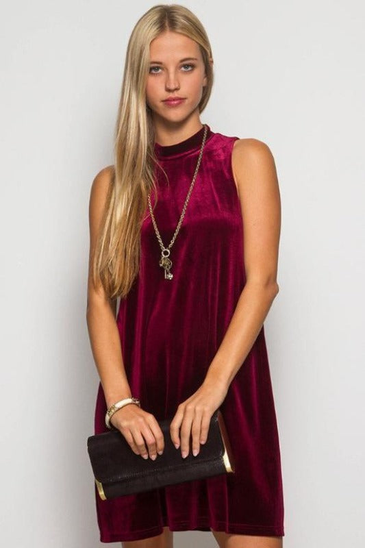 Romantic Velvet Me Up Shift Dress 1706 - Black or Wine - Debra's Passion Boutique - 5