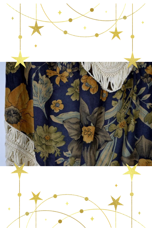 Sassy Bling Crochet Floral Print Fringe Crop Top - Navy