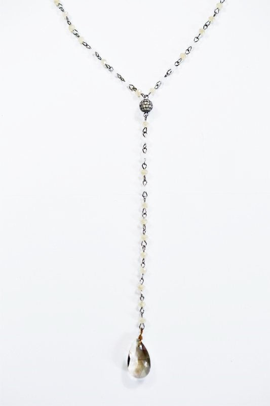 Smokey Crystal Bead Y Necklace