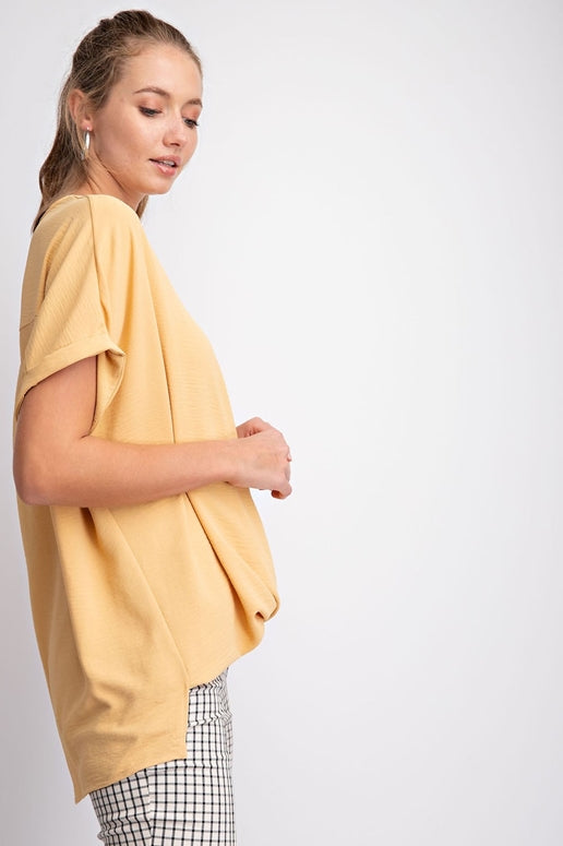 12PM by Mon Ami Mustard Surplice Blouse