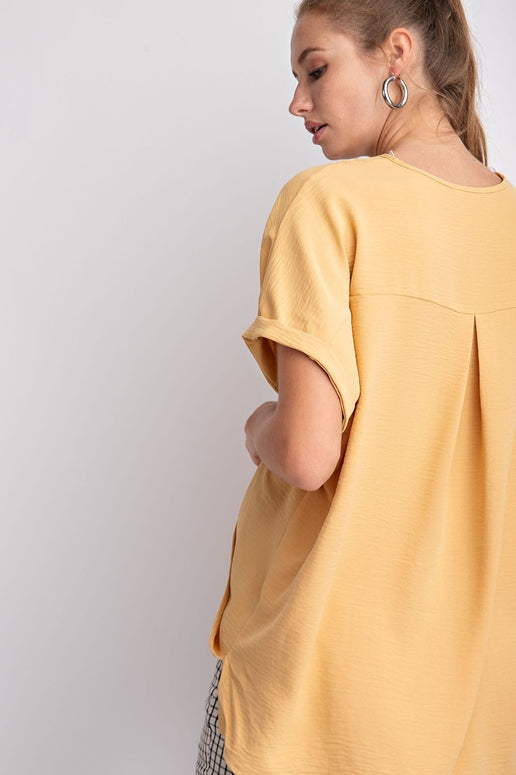 12PM by Mon Ami Mustard Surplice Blouse