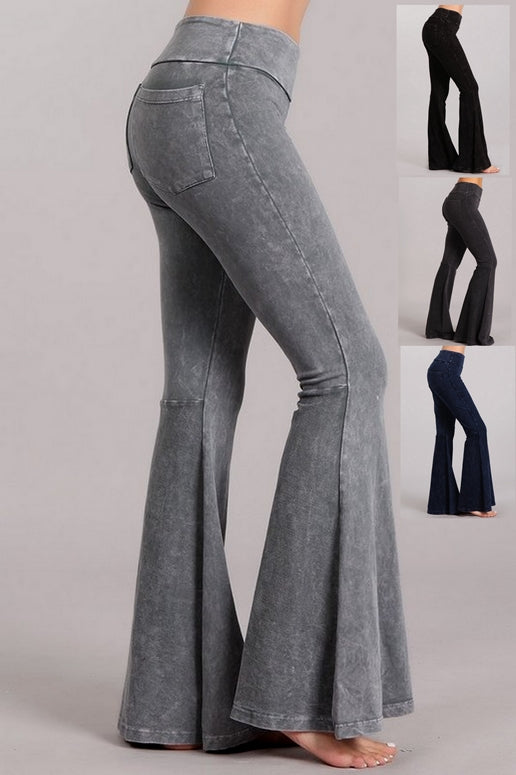 Chatoyant Back Pocket French Terry Bell Bottom Pants