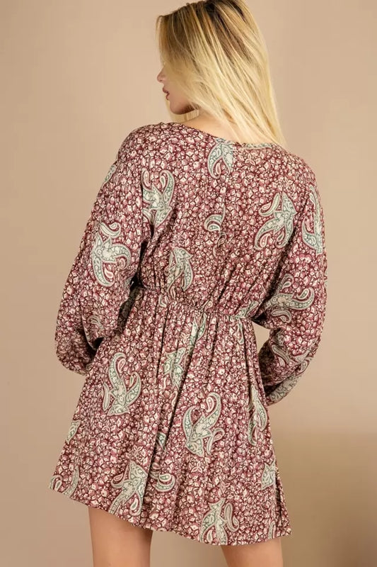 143 Story Paisley Made USA Dress - Burgundy