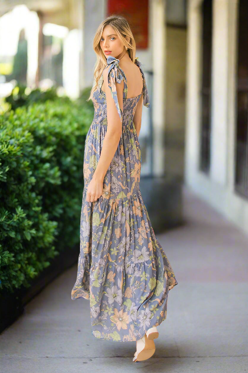 Flying Tomato Love Colette Maxi Dress - Dusty Blue