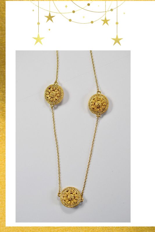 Gold/CZ Circles Chain Necklace