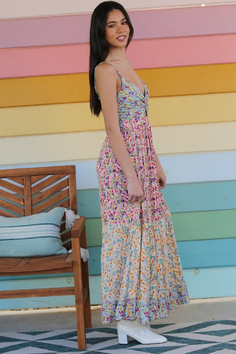 Angie Summer Print Maxi Dress - Multi