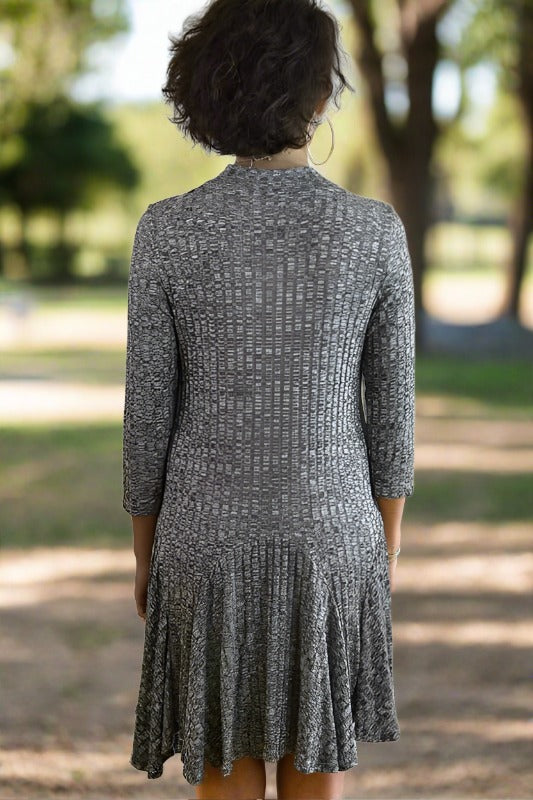 Jodifl Ribbed Swing Dress - Tweed Black