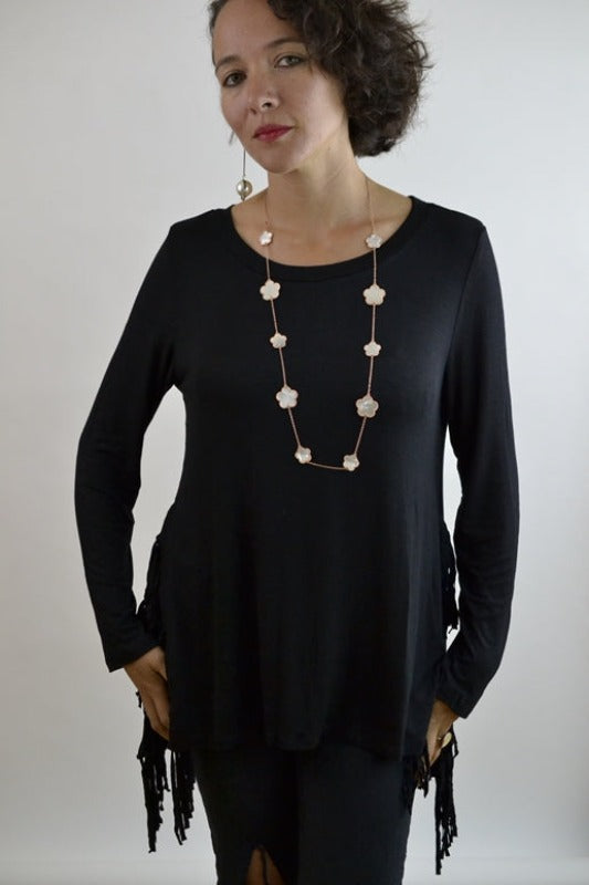 Clovers Chain 34" Long Necklace - Rose Gold