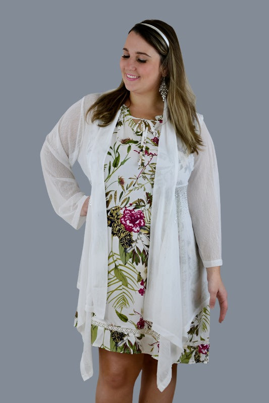 Lady Noiz Rhinestones & Lace Cardigan - White