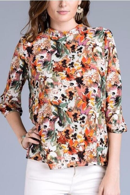Le Lis Watercolor Impressions Floral Blouse