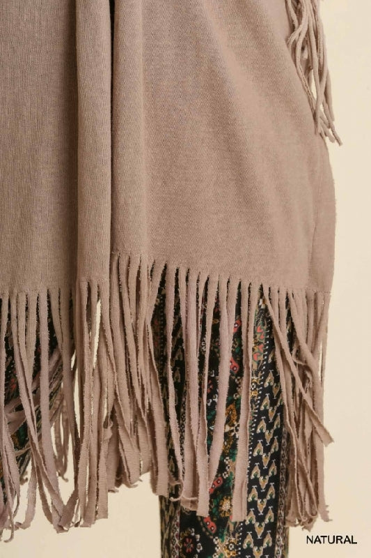 Umgee Flowy Western Fringe Kimono - Natural