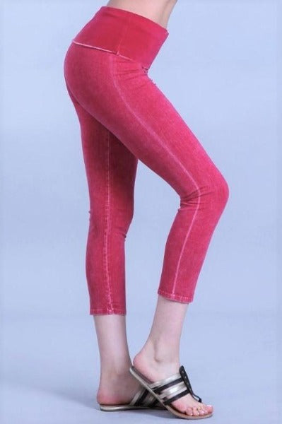 Chatoyant Foldover High Waist Capri Leggings - Many Colors