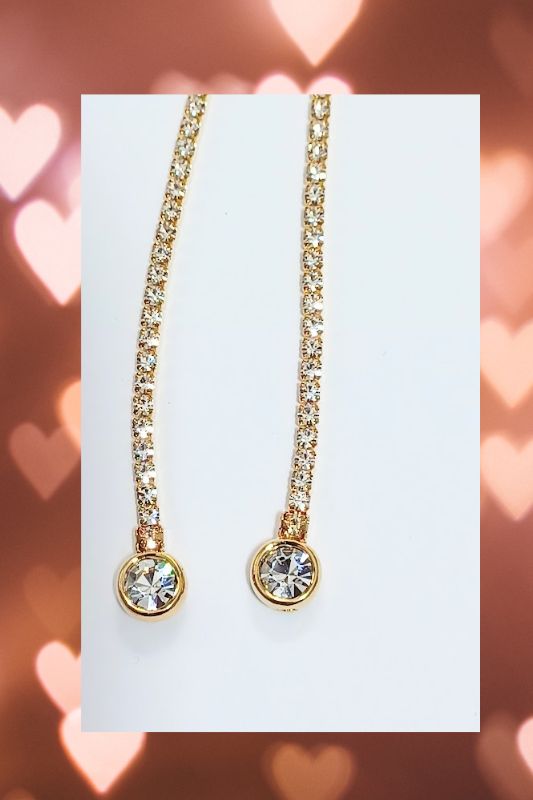 Round CZ Briolette Gold Tennis Necklace Lariat