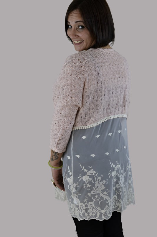 Sweeten Me Up Lace Hem Cardigan - Pink