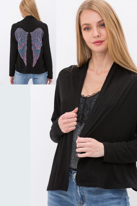 Vocal Lightweight Sweater Back Rhinestone Wings