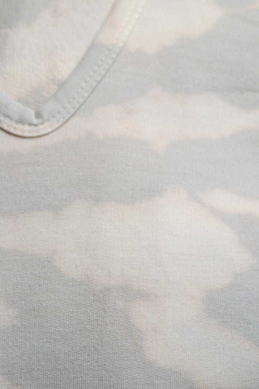 T-Party Soft Plush Kangaroo Tie Dye Hoodie - Gray/Cream