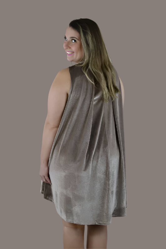 Umgee Keyhole Velvet Dress - Mocha