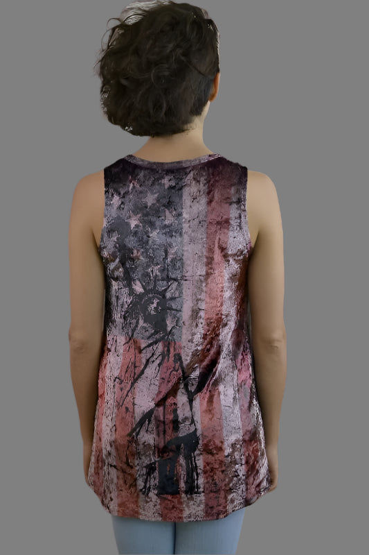 *FINAL SALE Vocal Velvet Flag Statue of Liberty Tank - Mauve