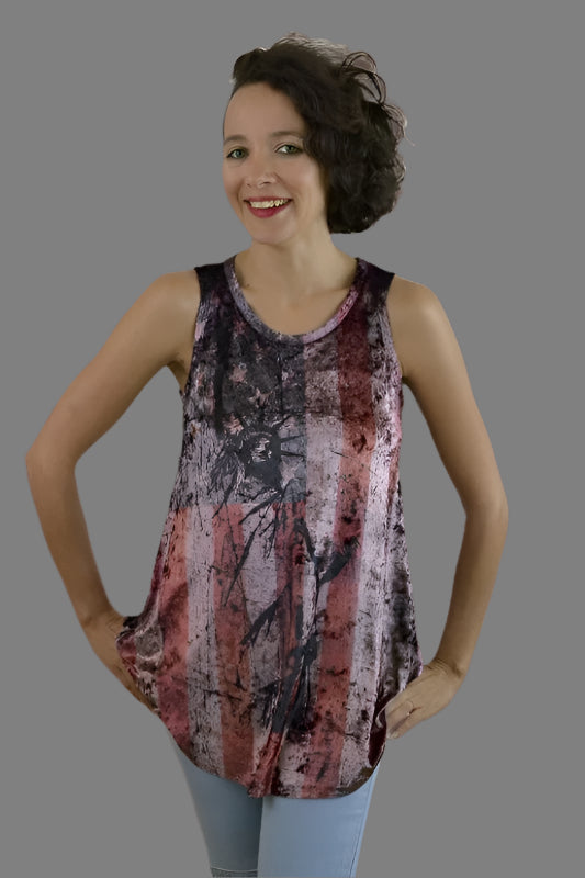 *FINAL SALE Vocal Velvet Flag Statue of Liberty Tank - Mauve