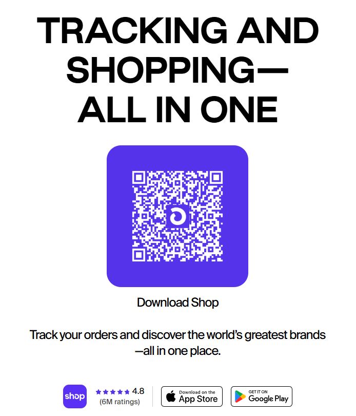 Download the SHOP app and track all your purchases in one location
