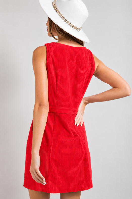 Eesome Simply Pretty Day Corduroy Dress - Red Currant