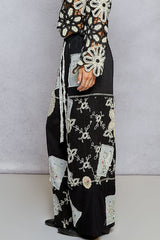 POL Patchwork Relaxed Cotton Pants - Black