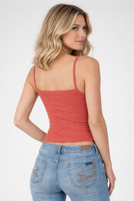 Angie Ribbed Knit Tank Top - Cinnamon