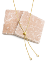 Round CZ Briolette Gold Tennis Necklace Lariat