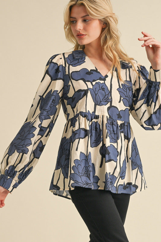 Jodifl Bold Floral Blouse - Blue