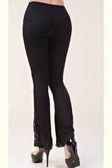 Vocal Lace Stones Bootcut Leggings - Black