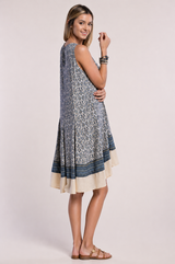 Kori Print High Low Tank Dress - Seaweed Blue