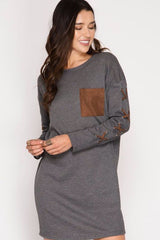 She + Sky French Terry Shift Dress - Gray