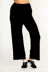 Olivaceous Drawstring Knit Pants - Crop Black