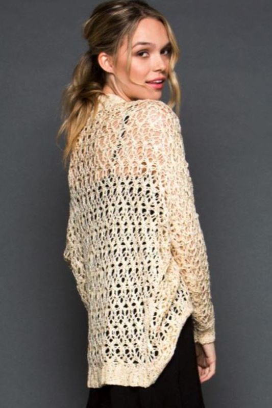 Gee Gee Crochet Sequins Sweater - Cream