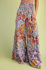 Gigio Flare Wide Leg Floral Pants - Lavender