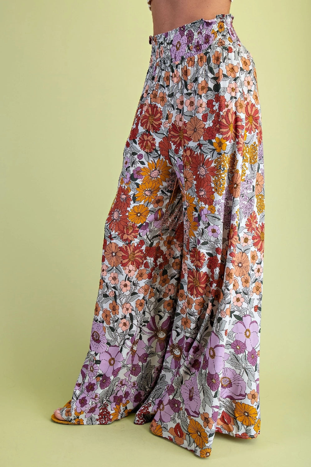 Gigio Flare Wide Leg Floral Pants - Lavender