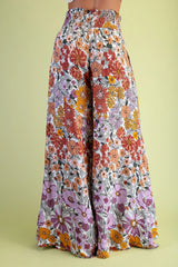 Gigio Flare Wide Leg Floral Pants - Lavender