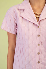 Textured Shirt with Collar - Pink