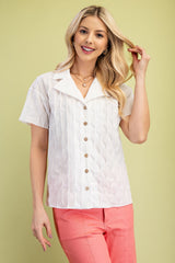 Textured Shirt with Collar - White