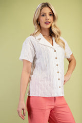 Textured Shirt with Collar - White