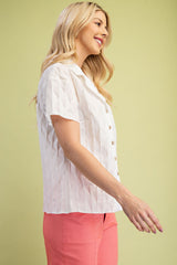 Textured Shirt with Collar - White