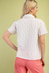 Textured Shirt with Collar - White