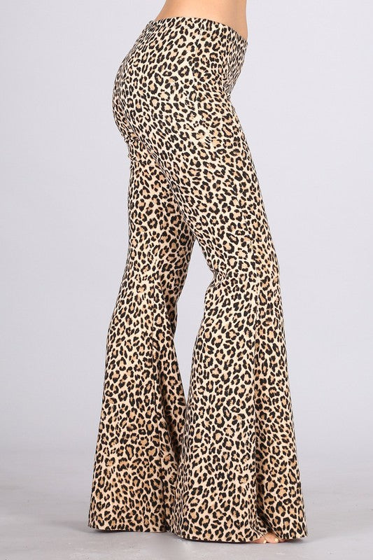 Chatoyant Leopard Heavy Brushed Skinny Bell Pants - Leopard
