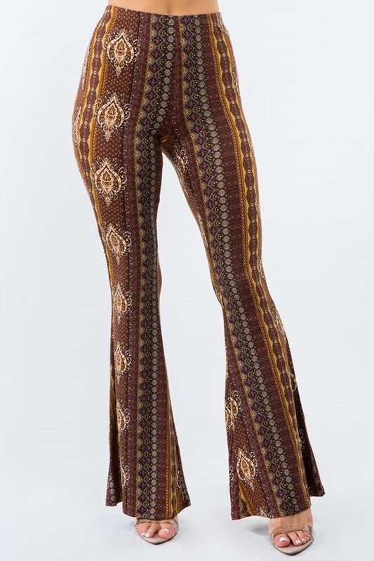 Bear Dance Boho Baroque Skinny Brushed Pants - Brown