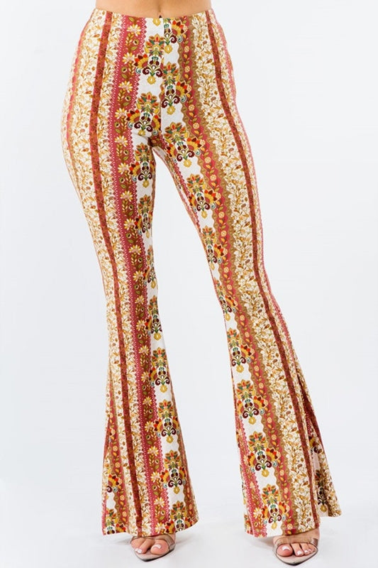 Bear Dance Retro Boho Skinny Brushed Pants - Yellow Marsala